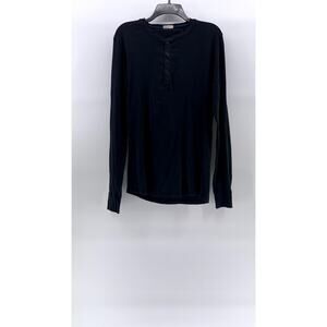 SCHIESSER Men's Washed Black Regular Fit Long Sleeve Casual Henley Shirt SZ 6/L
